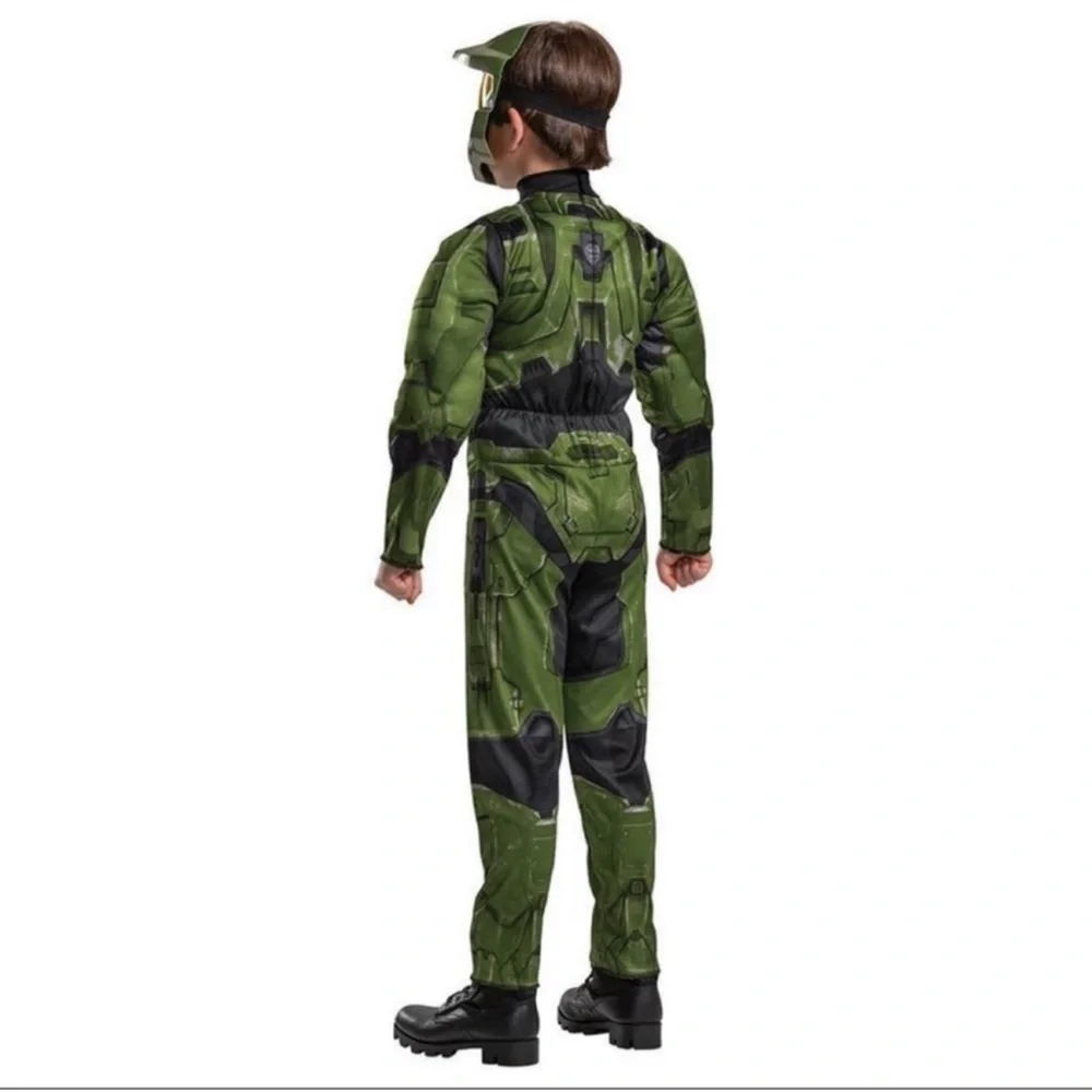 New! Disguise Master Chief or Spartain Halo Costume w/ helmet Kids Boys size 4-6